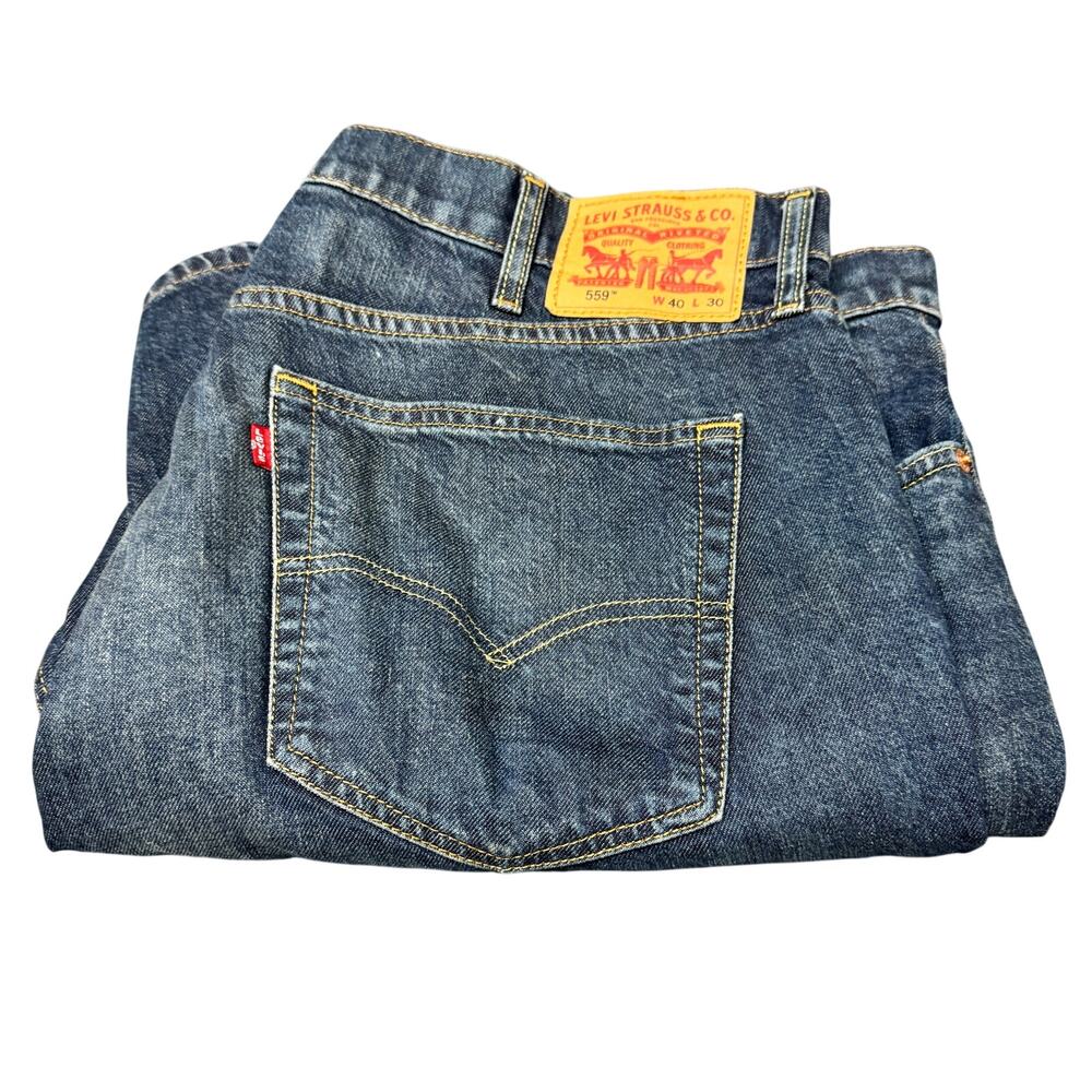 Levi's 559 Jeans Mens 40x30 (41x30 ACTUAL) Relaxed Straight Denim Faded Wash